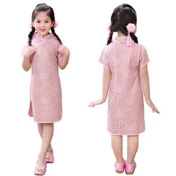 Baby Girl Suknelės Vaikų Pavasario Šventė Drabužius Gėlių 90-150 CM Merginos Cheongsam Vaikai Suknelė Chi-Pao Kostiumai Princesė Komplektai
