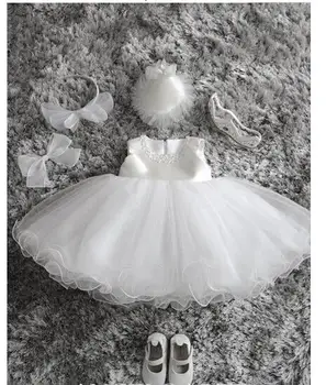 Balta Gėlė Mergina Vestuvių Suknelė Krikšto Krikštynų Suknelė Inscenizacija Suknelė Su Perlų Vaikiška Mergaitė Princesė Suknelė 2-12 Y