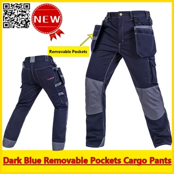 Bauskydd Aukštos Kokybės krovinių kelnės vyrams nuimamas kišenės tamsiai mėlyna vyrų darbo ziajać darbo kelnės darbo drabužiai nemokamas pristatymas