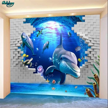 Beibehang Didelis Užsakymą Tapetai, 3D Stereo Dugno Pasaulio Delfinų Kambarį, TV Foną, Sienos Dekoratyvinis