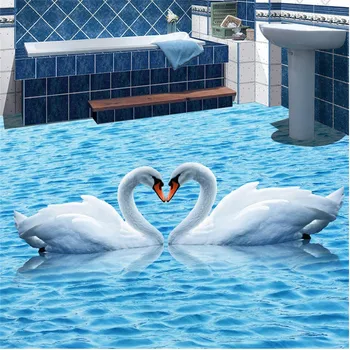 Beibehang grindys tapybos 3D HD blue vandens čiurlenimu Swan vandeniui atsparus dilimui vonios kambarys, virtuvė, balkonas, PVC sienų lipdukai