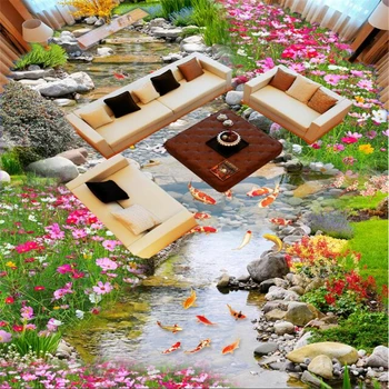 Beibehang lipnios aukštos raiškos 3d grindys parkas mažų upių vandens 3D aukšte trijų dimensijų tapyba 3d grindys