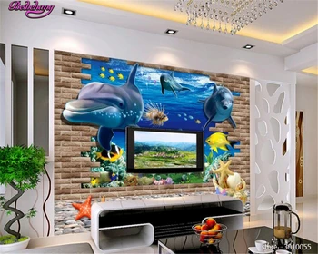 Beibehang papel de parede 3d mados pasaulyje povandeninių delfinų TV foną, sienos tapetai, sienų ir 3 d 3d tapetai tėtis peint