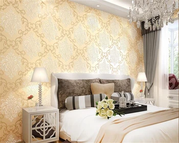 Beibehang Prabangus įdegio paramos miegamojo kambarį papel de parede tapetai, neaustiniai audiniai Continental Damasko sienos popieriaus