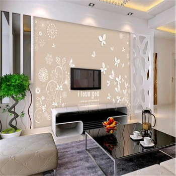 Beibehang Užsakymą foto tapetai, gražus romantiškas šiltas 3D drugelis modelio TV foną, sienos tapetai, dekoratyvinis