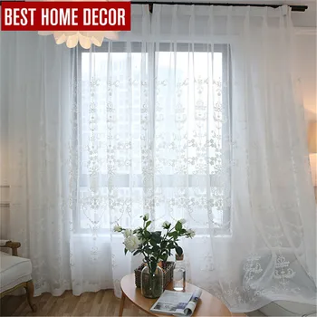 BHD pritaikytus linija išsiuvinėti vien tiulis užuolaidų gyvenimo kambario, miegamasis baltos spalvos vienspalviai voile užuolaidos audinio užuolaidos langą