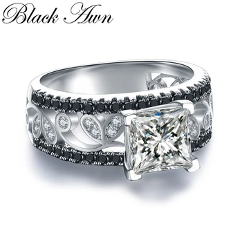 [BLACK PELAS] 925 Sterlingas Sidabro Fine Jewelry Madinga Dalyvavimas Bague Moterų Vestuvių Žiedas C020