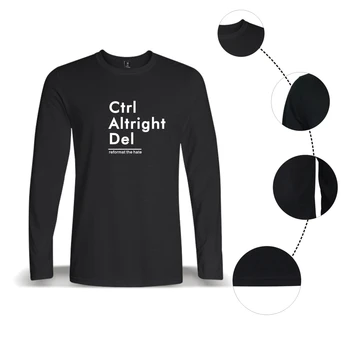 BTS Ctrl Altright Del Long Sleeve T Shirt Vyrai Juokinga Black Mados Atsitiktinis Marškinėlius Aukštos Kokybės Marškinėliai, mados XXS-4XL drabužiai