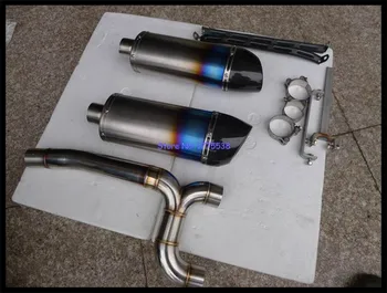 Carbon Fiber+Titanium Alloy FZ6N Motorcycle Exhaust Pipe Dual Pipe Muffler for FZ6N Motorbike Muffler Exhaust Set