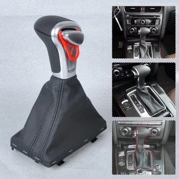 CITALL Sidabro Automatinį Shift Mygtukas + Black PU Odos Gaiter Audi A3 A4 A5 A6, Q7 Q5 2004-2010 m. 2011 m. 2012 m. 2013 m. m. m.