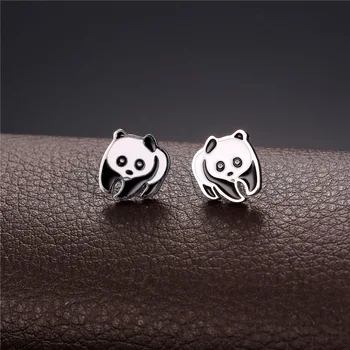 Collare Panda Auskarai Moterims Mielas Gyvūnų Aukso Spalvos Nerūdijančio Plieno Kinijos Simbolis Stud Auskarai Bižuterijos E511