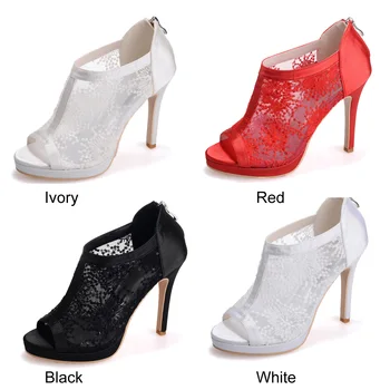 Creativesugar moteris pamatyti per nėrinių atidaryti tne vasaros batai satino nėriniais raudona juoda balta dramblio kaulo lady vestuves kokteilis batai