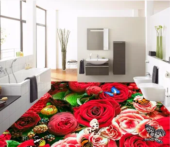 Custom freskos 3d grindys nuotrauką pvc lipni tapetai miegamajame Gražus rožės jūros dekoro tapybos 3d sienų freskomis tapetai