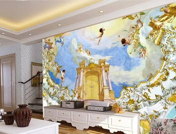 Custom retro tapetai,Europos stiliaus angelai,3D stereoskopinis tapetai, gyvenamasis kambarys sofos, miegamojo Vinilo Papel de parede