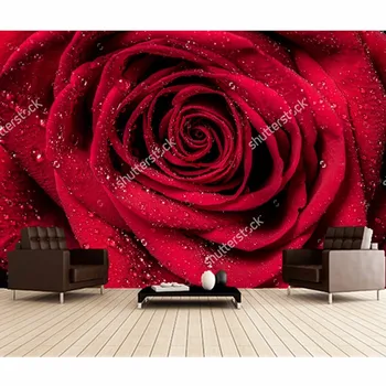 Custom šiuolaikinių tapetų.Raudonos rožės ir lietus,3D foto tapetai, virtuvė, gyvenamasis kambarys sofos fone vandeniui papel de parede