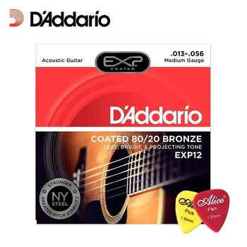 D'Addario EXP12 su NY Plieno 80/20 Bronzos Akustinės Gitaros Stygos, Padengtas Vidutinio, 13-56 Daddario Gitara String(Su 2vnt kirtikliai)