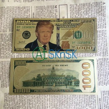 DHL Didmeninė 100vnt/daug Naujų Amerikoje Pirmininkas Donald Trump JAV Doleris Aukso Banknotų Rinkinys 1000 jav DOLERIŲ Banknotai, Aukso Folija Sąskaitą