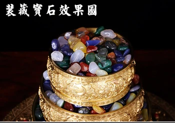 Didmeninė Budistų reikmenys-veiksmingas Talismanas Tibeto 37 aštuonių laimingas Manja Mandala disko gilding statula+akmuo