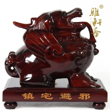 Dongyang medžio drožybos amatų raudonmedžio Zhai Galerija Zhaocai drąsus Namų Dekoravimo feng shui puošyba pasisekė gyvūnų ornamentais