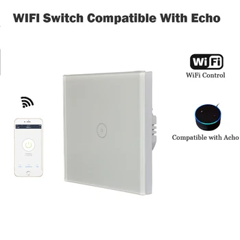 ES 1 Gauja Sienos Jungiklis, Dirbti su Echo WiFi Smart Nuotolinio Valdymo Šviesos Jungiklio Skydelis, Valdymas per APP arba Balso Kontrolės Alexa