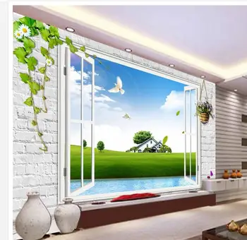 Foto tapetai sienos stereoskopinis 3D langų fone sienos foto tapetų sienos, Namo Apdailos