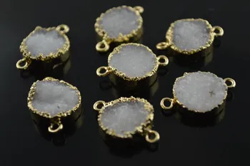 Gamtos Druzy Kristalų 15mm Monetos Formos Dvigubo Pusėje Jungtys Papuošalų gamybos Medžiagų
