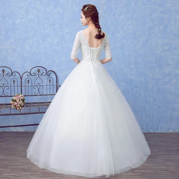 Grožis-Emily 2018 Princesė Nuotaka Paprastas Baltas Vestuvių Suknelės Scoop Trumpas Rankovės Nėrinių Nėrinių Vestuvinės Suknelės Vestido de casamento