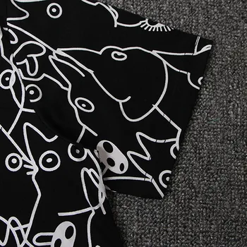 Harajuku Kawaii Katė Totoro T-Shirt Vasaros trumpomis Rankovėmis Medvilnės T marškiniai Vyrams, Moterims Topai Grafinis Atsitiktinis Marškinėliai