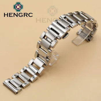 HENGRC Metalo Watch Band Apyrankę Moterų Mados Nerūdijančio Plieno, Poliruoto Žiūrėti Dirželis Vyrų Watchbands Laikrodžių Priedai 20mm 22mm