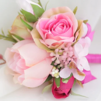 Iffo naujas deep pink & šviesiai rausva nuotakos vestuvių ūkyje gėlių jaunikis braater bridesmaid puokštė dirbtinių puokščių PASIDARYK pats apdailos