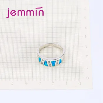Jemmin Micro Aišku, Kalnų Krištolas Šalies Žiedai Moterims Anillos Dovana 925 Sterling Silver Blue Fire Opal Piršto Sužadėtuvių Žiedą