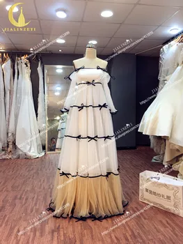 JIALINZEYI Realus Vaizdas nėščia valtis kaklo mielas emprie grindų Ilgis šalis suknelės Oficialų Suknelė vakarinę suknelę 2018