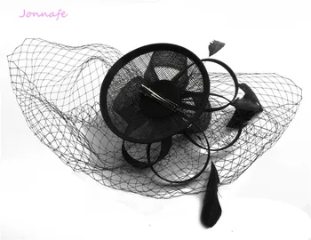Jonnafe Elegantiškas Dramblio Kaulo Nėrinių Plunksnų Vestuvių Skrybėlę Fascinator Nuotakos Plaukų Aksesuarai Moterims Prom Apdangalai, Tiara
