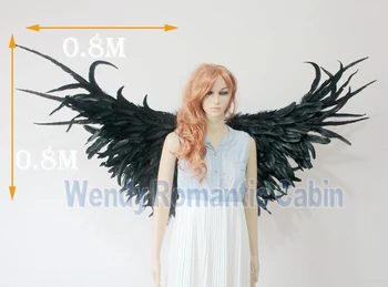 Juodas angelas sparnų demonas sparnus juoda didelės plunksnos angelas sparnų modelis podiumo, rodo rekvizitai cosplay studija, fotografijos prop