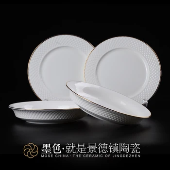 Juodas kostiumas Jingdezhen patiekalų kaulų kinijos stalo 50 galva buitinės keramikos patiekalus ir patiekalus paprastas atleidimas Jinling