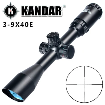 KANDAR 3-9X40EG Kampu Neatsiejama skėtį nuo saulės Medžioklės Riflescope Visu Dydžiu Taktinis Optinį Taikiklį Mil dot Fiksavimo Šautuvas taikymo Sritis
