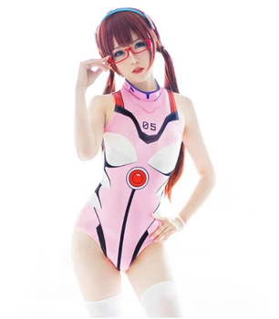 KARŠTO Anime Neon Genesis Evangelion EVA maudymosi kostiumėlį Cosplay Moterų Harajuku Seksualus Bikini Wimwear