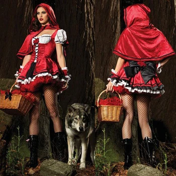 Karšto Pardavimo Ragana Kostiumai Dress Kalėdų Mažai Raudona Jojimo Hood Pasakos Ragana Kostiumas DS Atlikti Holloween Cosplay Moterims