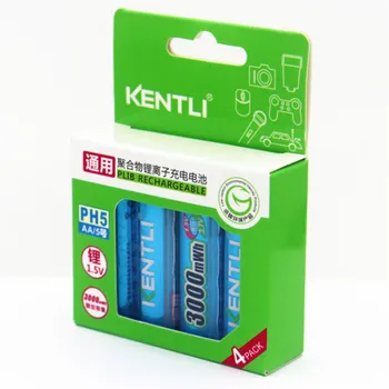 KENTLI 4pcs/daug Stabilios įtampos 3000mWh aa baterijos 1,5 V įkrovimo baterija polimero ličio li-ion baterijos vaizdo kameros ir t.t
