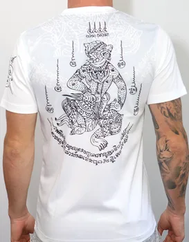 L XL XXL vyras trumpomis rankovėmis t-shirt Tigras MuayThai Hanumanas kovoti viršūnes juoda/balta