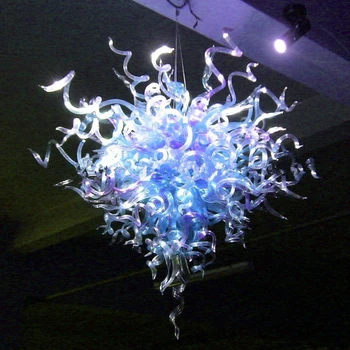 Longree Gana dovanų parduotuvė dekoro mėlyna lubų lempa led ranka pūstinis stiklas liustra pakabos led šviesos priedai veltiniams, vilna lempa
