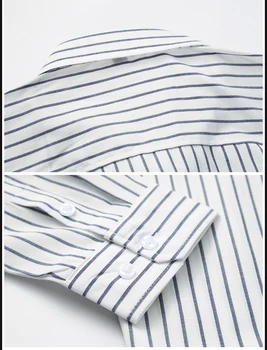 LONMMY 5XL 6XL 7XL Plius dydis-ilgomis rankovėmis Juostele atsitiktinis palaidinė Prekės ženklo drabužių Mens marškinėliai Slim fit Mens suknelė marškiniai 2018 m. Rudenį