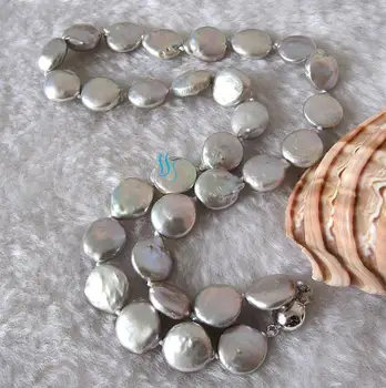 Luckjewelry Monetos Perlų Vėrinį 18 cm AA 11-12MM Pilkos Spalvos Moneta Gėlavandenių Perlų Vėrinį