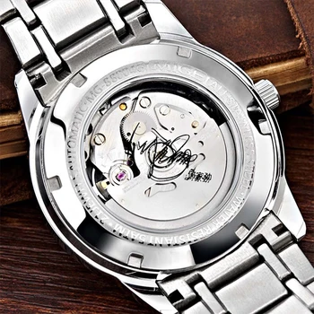 Mige 2018 Naujas Nekilnojamojo Puolė Relogio Masculino Lemans Laikrodžiai Plieno Watchband Balta Watchface Automatinė Vandeniui Vyras Laikrodžius