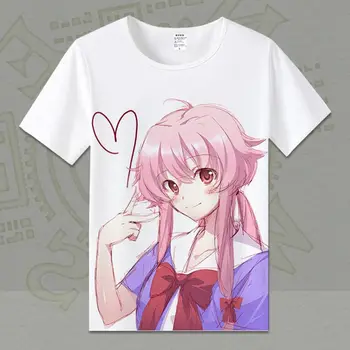 Mirai Nikki Gasai Yuno T-shirts Anime Spausdinami T Marškinėliai trumpomis Rankovėmis Tees Amano Yukiteru Atsitiktinis Vasaros Viršūnes