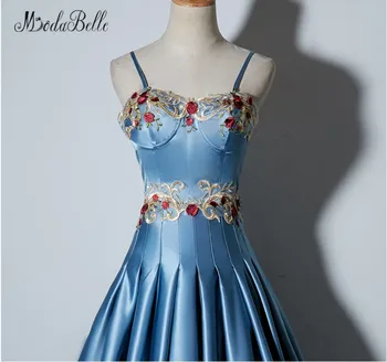 Modabelle Mėlyna Promenadzie Suknelė 2018 Vestidos De Gala Siuvinėjimo Gėlių Vakarą Oficialų Suknelė ypatinga Proga Aukštos Kokybės Moterų