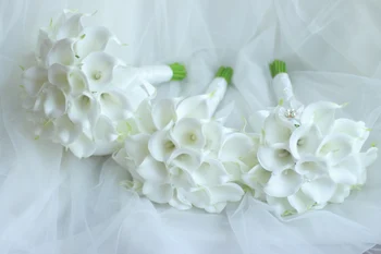 Modeliavimo geltona balta calla lily nuotakos puokštės vestuvių nuotaka bridesmaid fotografijos žiedai 10 cm daugiaspalvis