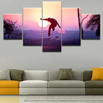 Modular Pictures Home Decor Paintings On Canvas 5 Panel Sports Skateboarding Posters And Prints Decoration Pictures On The Wall