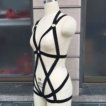 Moteris juoda Harajuku fetišas nelaisvėje pasėlių viršuje įkvėpė kūno pakinktai narve liemenėlė cupless kūno nelaisvėje seksualus paplūdimio drabužiai narve bikini