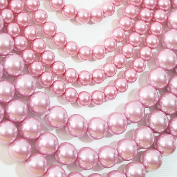 Moteriški karoliai, auskarai 7 eilučių tamsiai rausvos spalvos, apvalios shell imituojamas-crystal pearl aukštos kokybės elegantiškas papuošalų komplektas 19-27.5 colių B1298